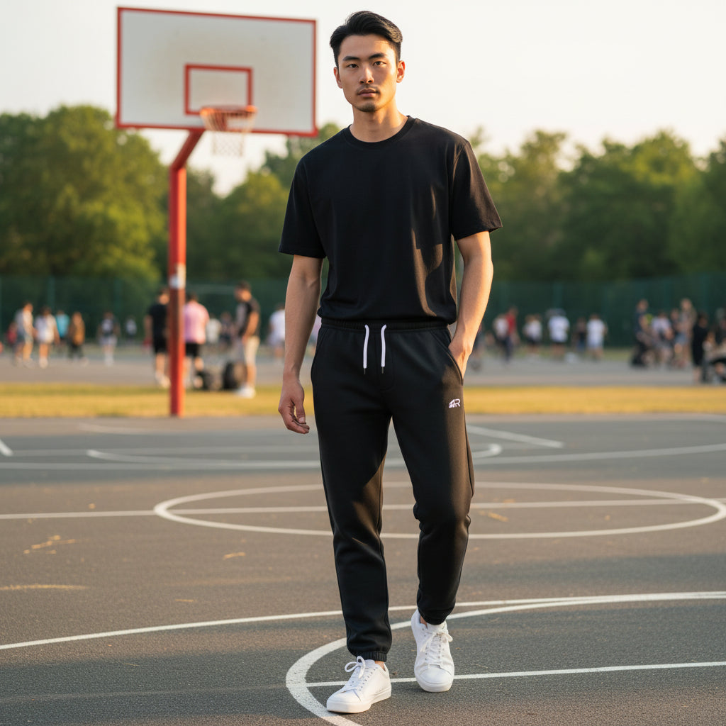 Cotton Long Pant Black - Pantaloni Tuta Neri | Rook Basketball