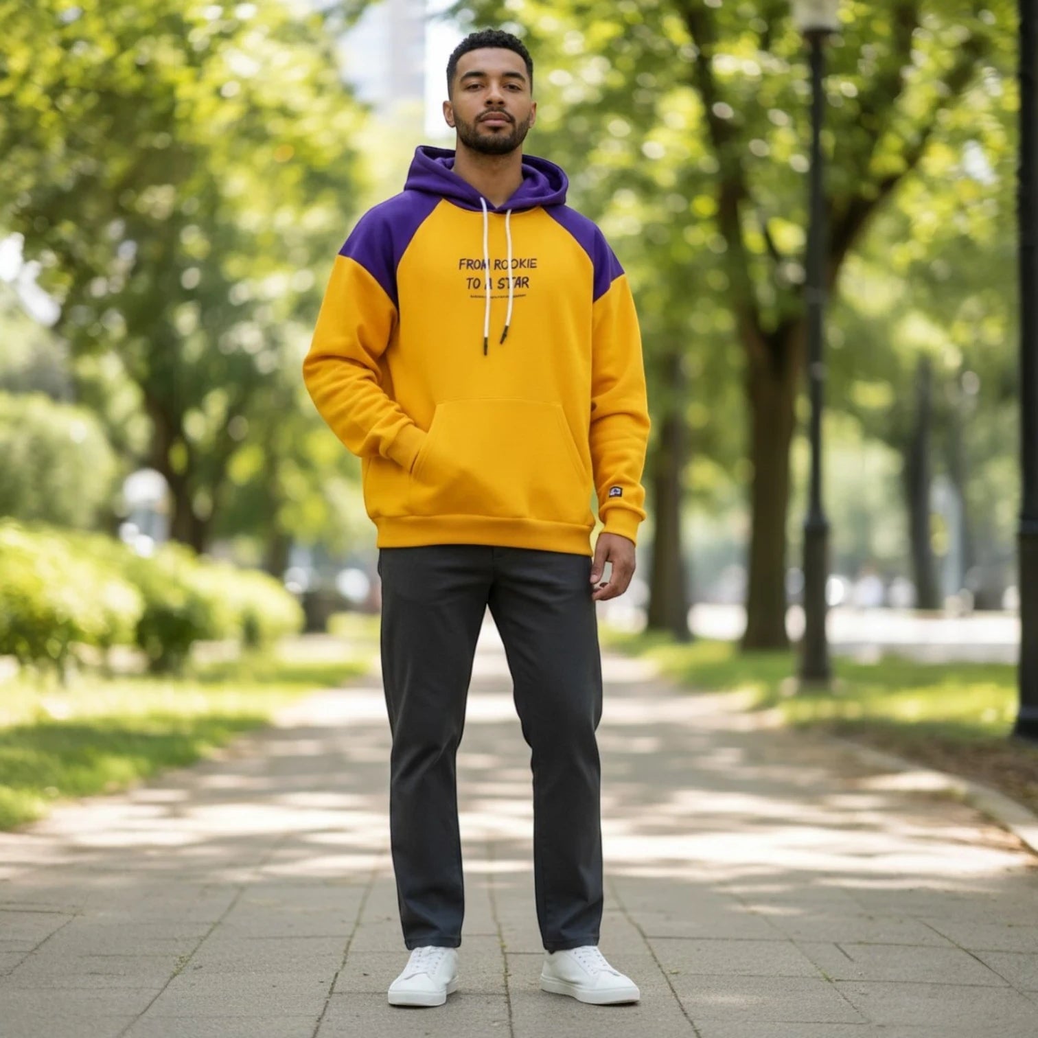 Hoodie FROM Routine Giallo Viola | Felpa Basket Hard Work | Rook Basketball