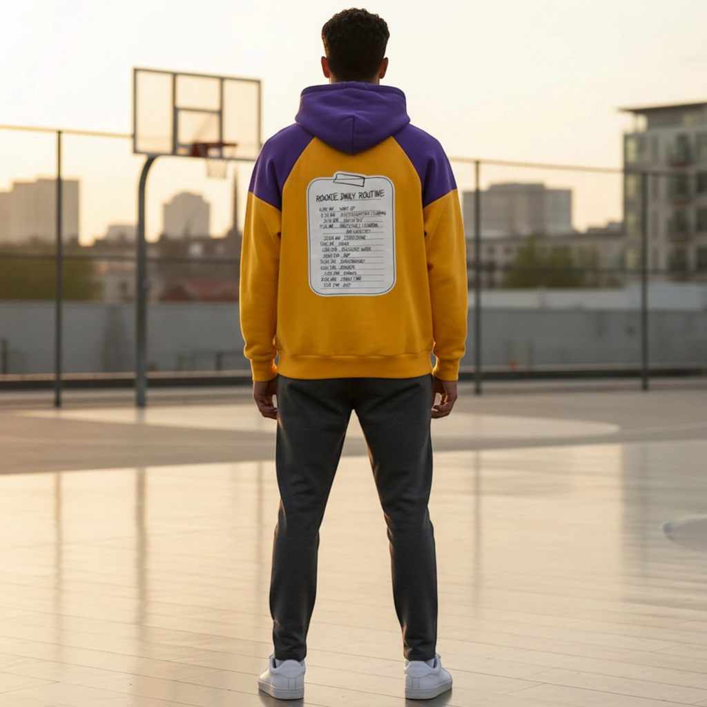 Hoodie FROM Routine Giallo Viola | Felpa Basket Hard Work | Rook Basketball