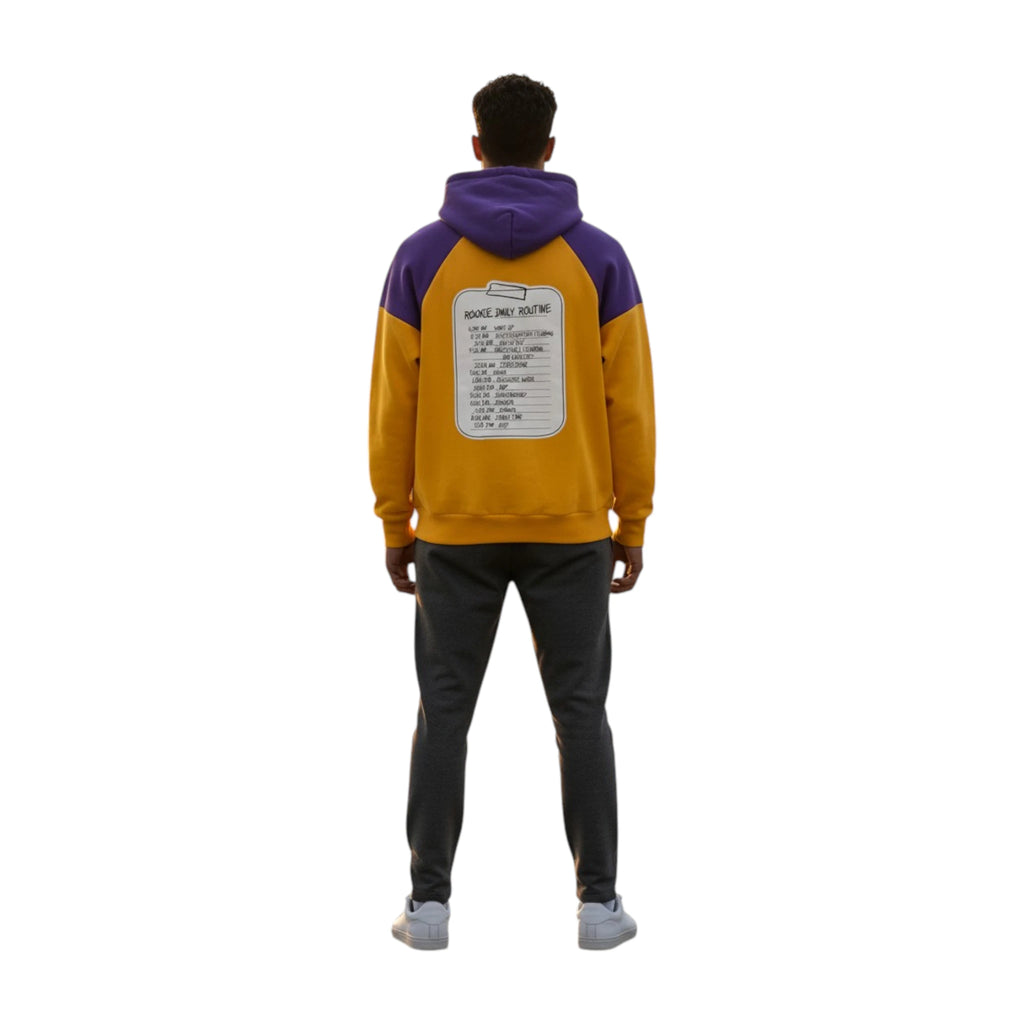 Hoodie FROM Routine Giallo Viola | Felpa Basket Hard Work | Rook Basketball