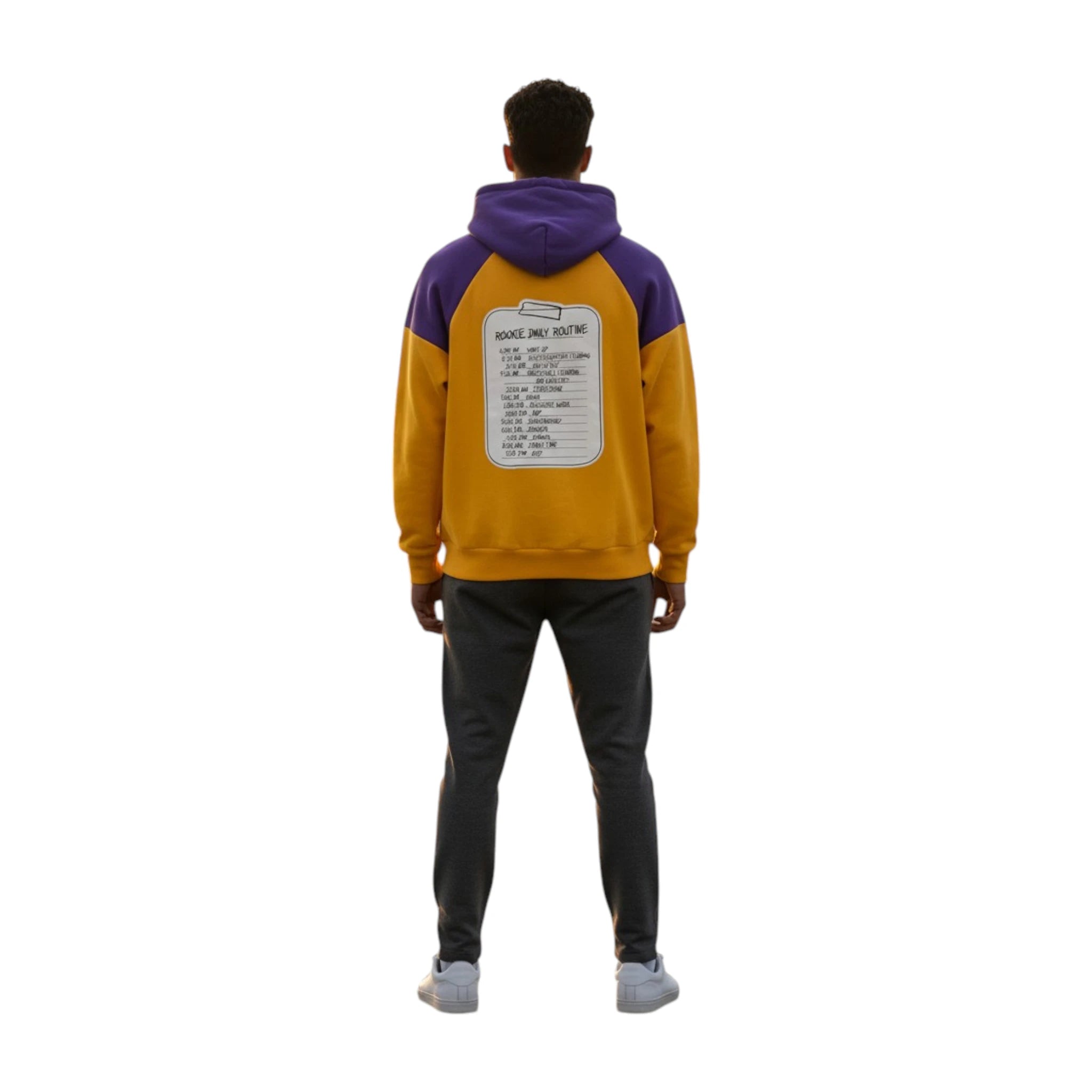 Hoodie FROM Routine Giallo Viola | Felpa Basket Hard Work | Rook Basketball