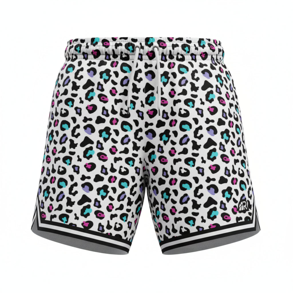 Leopard Short White - Pantaloncini Basket Animalier | Rook Basketball
