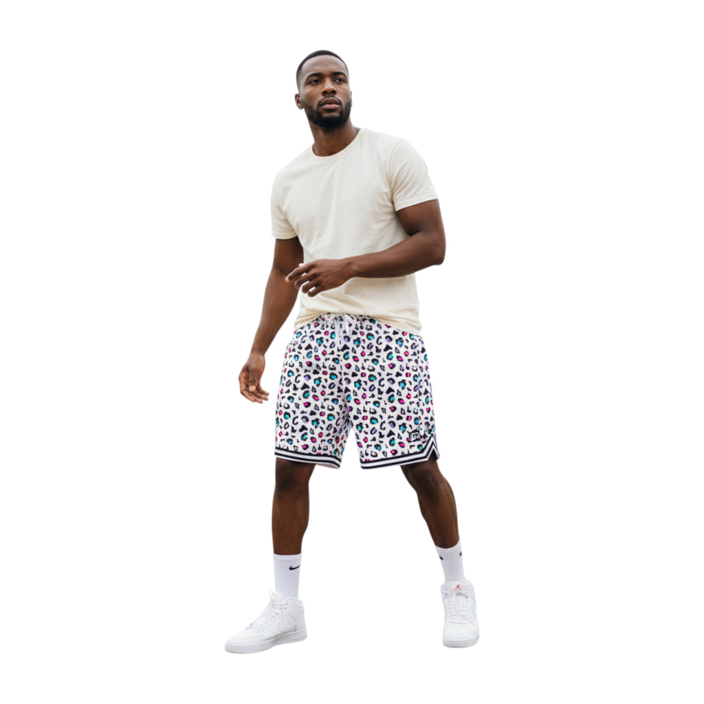 Leopard Short White - Pantaloncini Basket Animalier | Rook Basketball