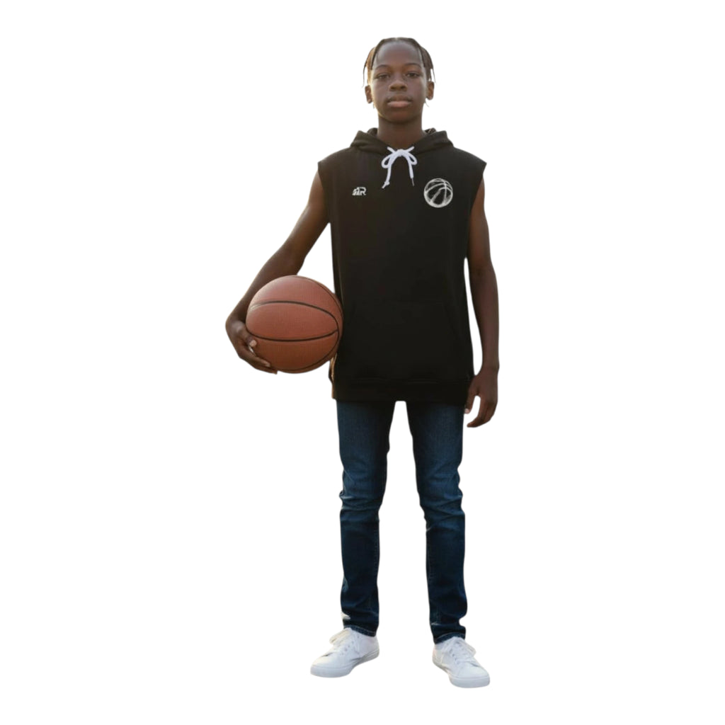 Sleeveless Hoodie Basketball Dept. Black - Felpa Smanicata | Rook