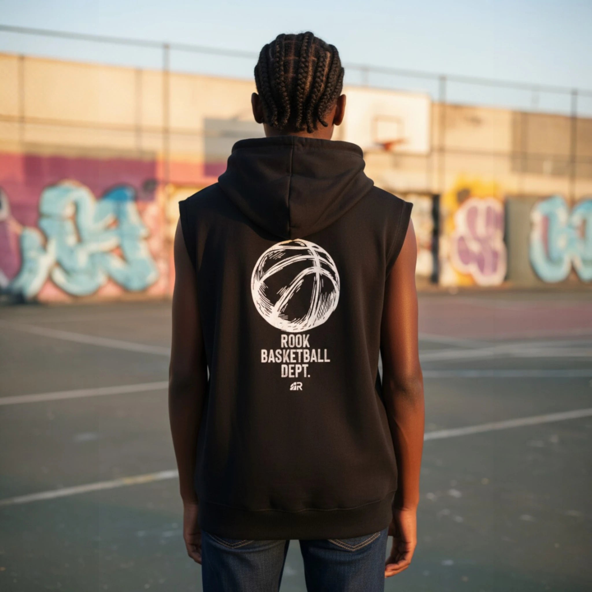 Sleeveless Hoodie Basketball Dept. Black - Felpa Smanicata | Rook