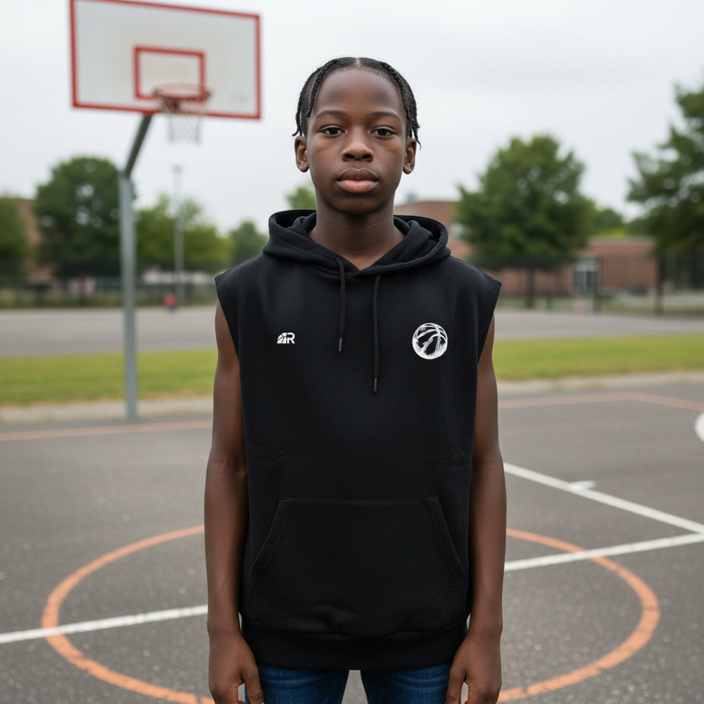 Sleeveless Hoodie Basketball Dept. Black - Felpa Smanicata | Rook