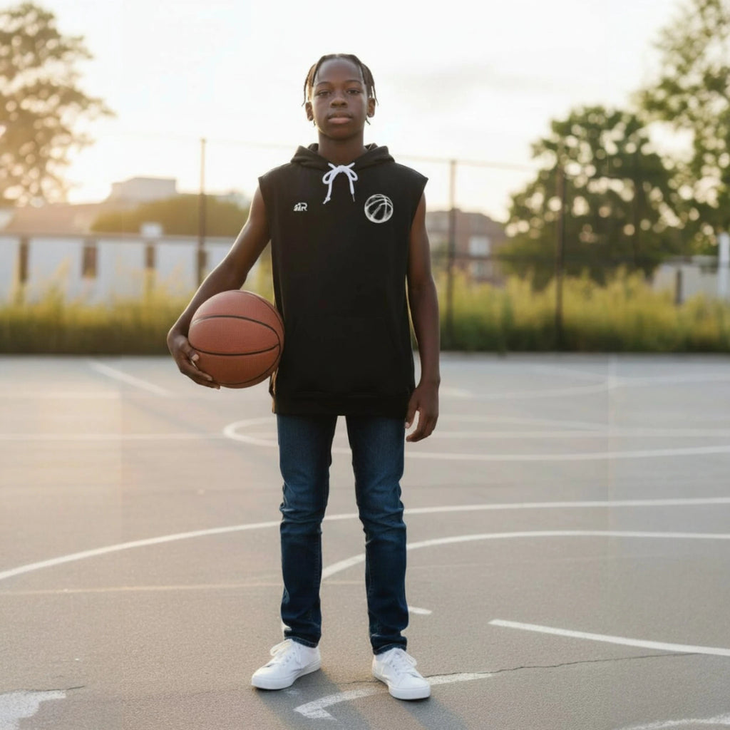 Sleeveless Hoodie Basketball Dept. Black - Felpa Smanicata | Rook