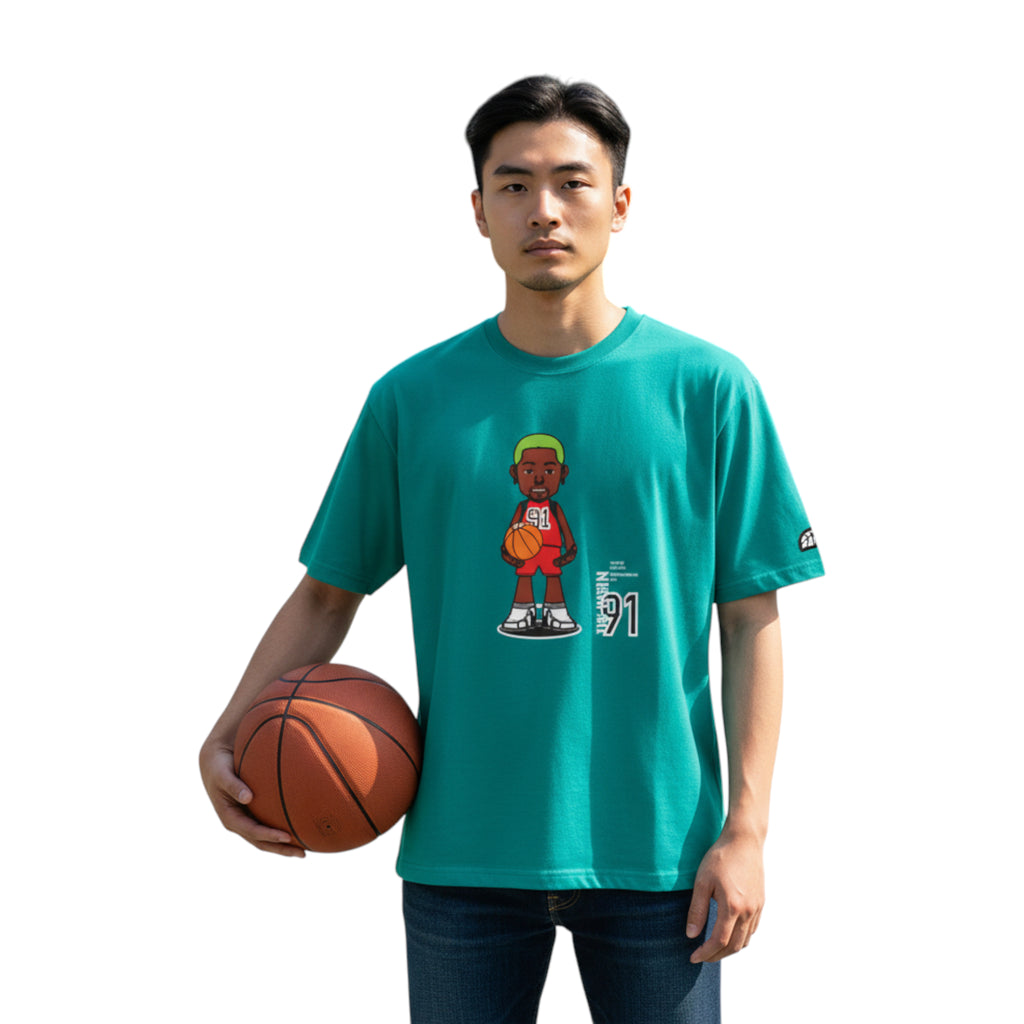 T-Shirt "The Worm" Teal| Rook Basketball | Streetwear Made in Italy