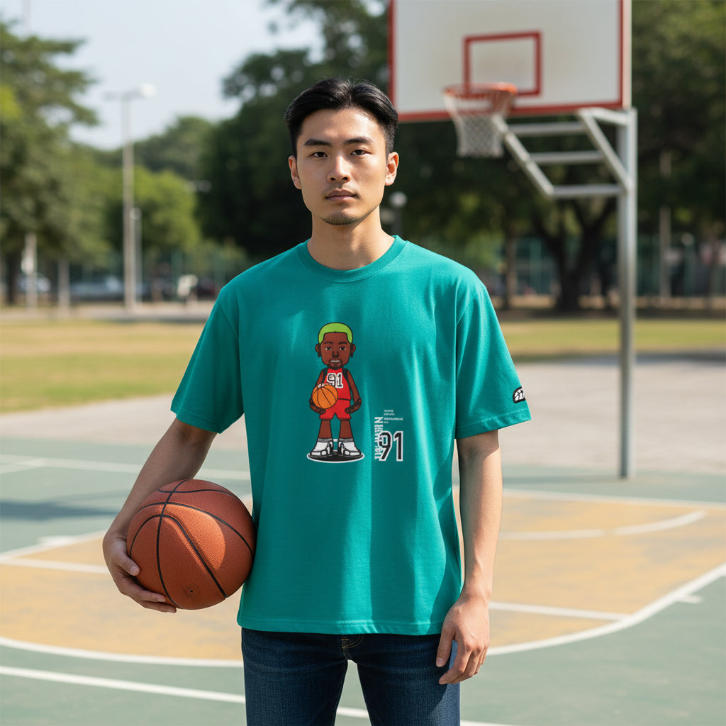 T-Shirt "The Worm" Teal| Rook Basketball | Streetwear Made in Italy